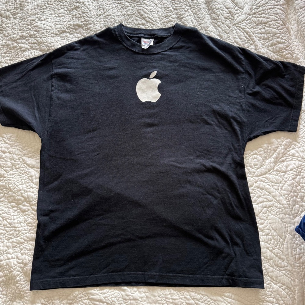 Vintage Apple Logo T-Shirt XL Black Hanes Beefy-T Tech Promo Employee Y2K